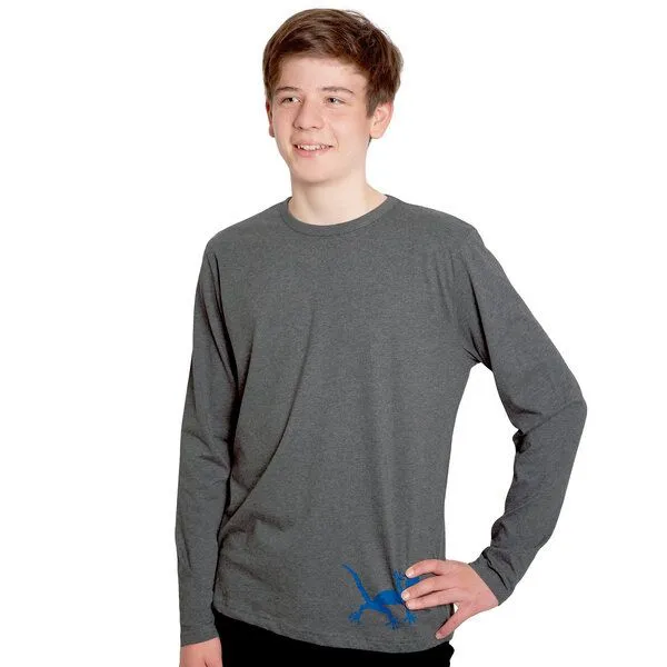 HANDGEDRUCKT HANDGEDRUCKT "Geckos" Männer Longsleeve, Grau, – Produktbild 1 von 3