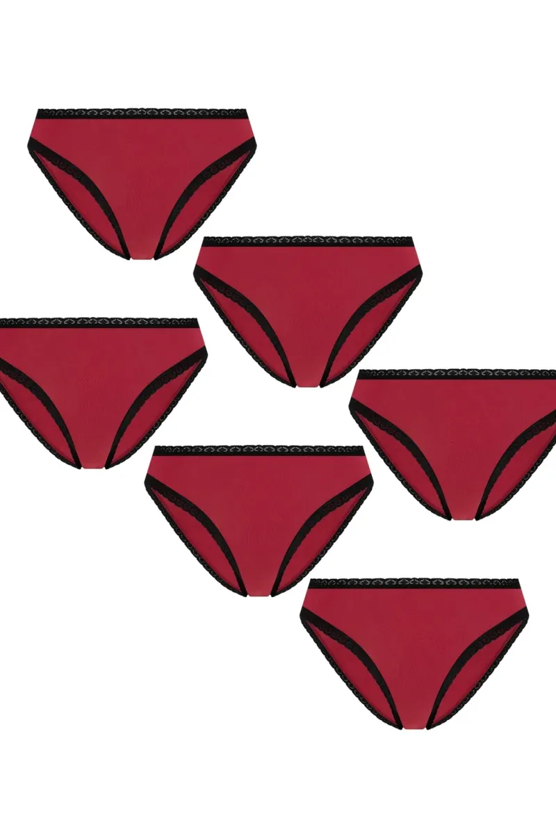 Albero Natur Albero Natur Damen vegan Multipack 6x Slips Mit Spitze Tibetisch, Rot, – Produktbild 2 von 2