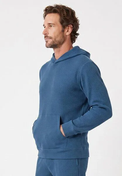 ORGANICATION ORGANICATION HECTORR | Waffel Hoodie aus Bio-Baumwolle & recyceltem Polyester, Blue, – Produktbild 5 von 5