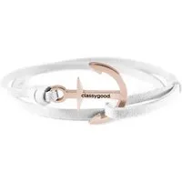 Classygood. Classygood. Anker Armband Edelstahl - Rosègold - Alcantara-Leder Band, Weiss, – Produktbild 1 von 1