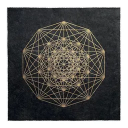 Veskor Cassiopeia Veskor Cassiopeia DEMIHEXERAKT Heilige Geometrie Linoldruck | 40 × 40 cm | Gold auf Schwarz – Produktbild 1 von 1
