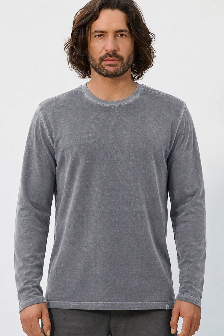 HempAge Hempage Herren vegan Langarmshirt Im Used Look Schiefergrau, Grau, – Produktbild 2 von 2
