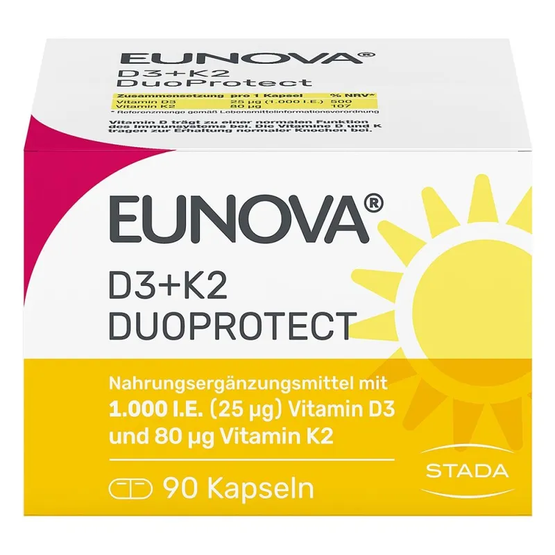 Eunova Eunova DuoProtect Vitamin D3+K2 1000IE/80UG – Produktbild 1 von 3