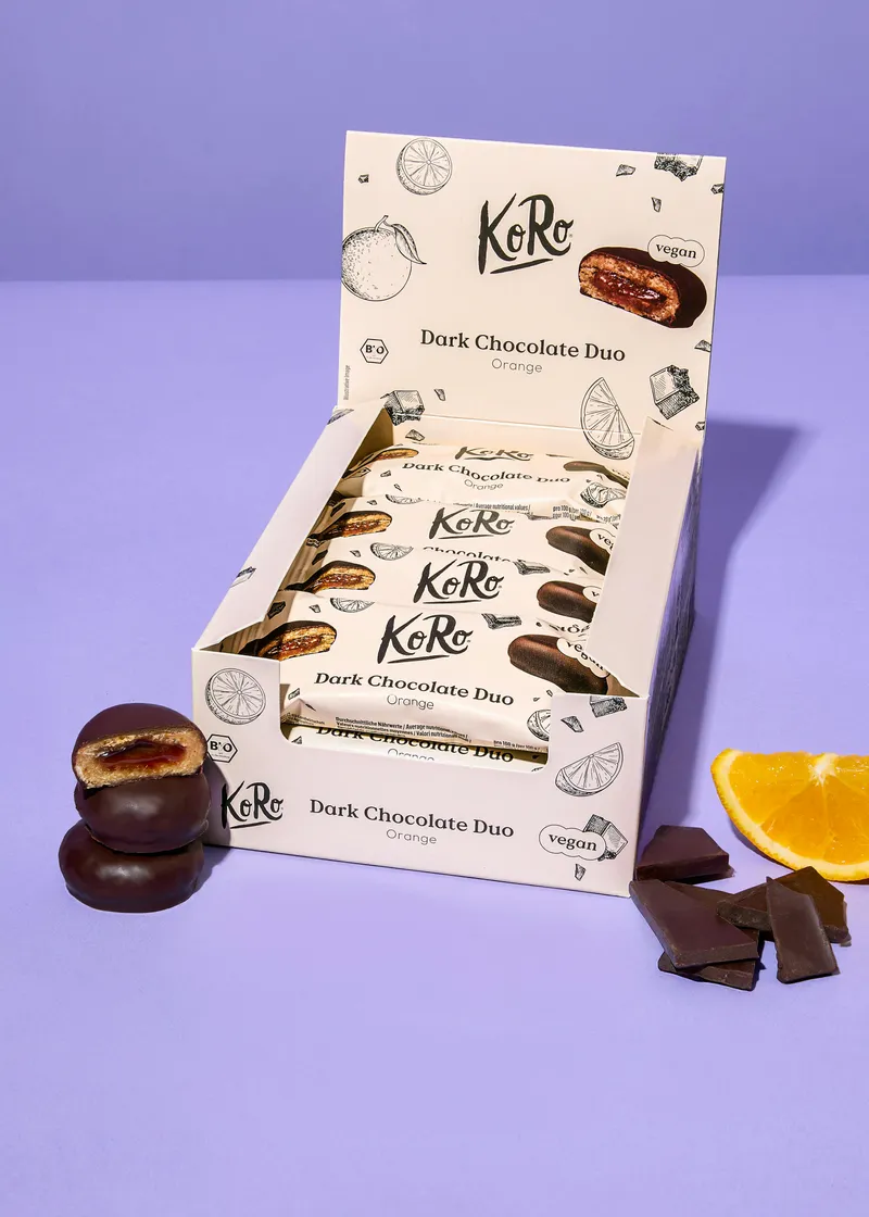 KoRo Bio Dark Chocolate Duo Orange 12 x 2 x 20 g – Produktbild 2 von 5