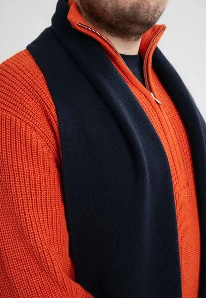 MELA MELA Jacquard Strick Schal Style ASMEE aus 100% Bio-Baumwolle, Navy, – Produktbild 3 von 3