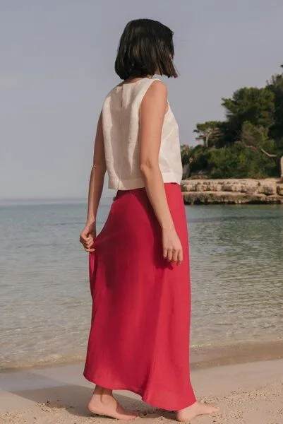 AmourLinen AmourLinen Ciara Schlupfrock aus Leinen, Viva magenta, – Produktbild 3 von 4