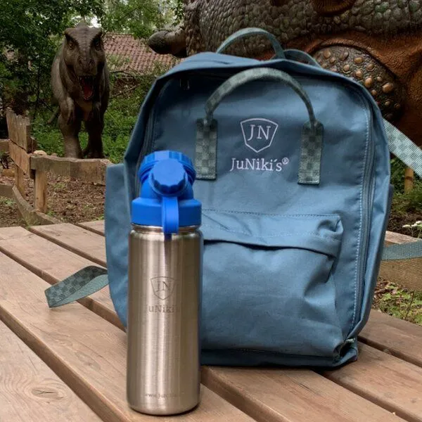 JN JuNiki's JN JuNiki's Set: JuNiki´s® 550ml Edelstahl Trinkflasche isoliert Pink oder Blau + Rucksack, Blau, – Produktbild 1 von 4