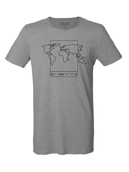 Human Family Human Family Bio Herren Sommer T-Shirt "Surfs - Worldmap", Weiss, – Produktbild 2 von 3