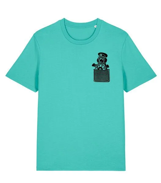 päfjes päfjes Dackel / Dackelkapitän Fair Wear Unisex BioT-Shirt, Blau, – Produktbild 2 von 4