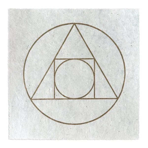 Veskor Cassiopeia Veskor Cassiopeia STEIN DER WEISEN Linoldruck | 22 × 22 cm | Gold auf Naturweiß – Produktbild 1 von 4