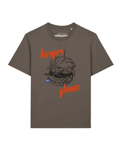 watapparel watapparel T-Shirt Unisex Burger please, Mocha, – Produktbild 1 von 2