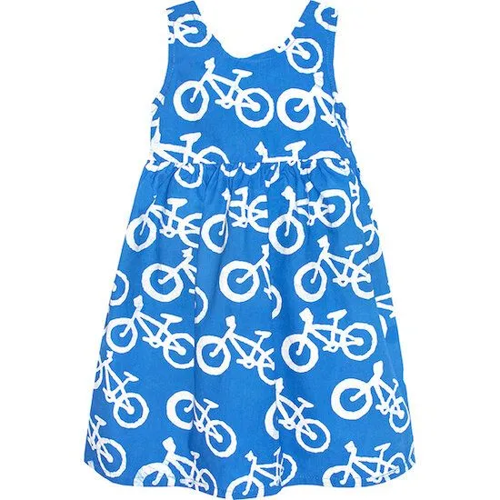 Global Mamas Global Mamas Bio Kleid Girls - SUNDRESS - Sahara, Bikes (blau), – Produktbild 1 von 2