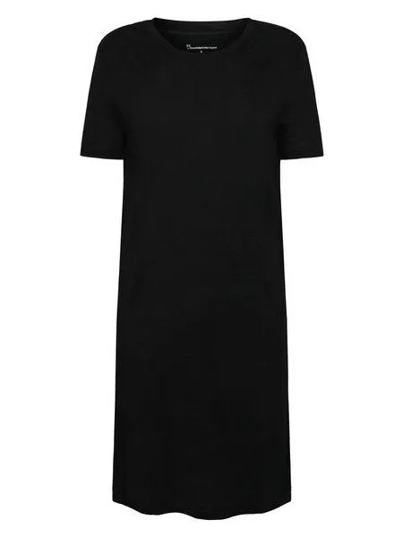 KnowledgeCotton Apparel KnowledgeCotton Apparel Bio-Leinen T-Shirt Kleid GOTS/Vegan, Schwarz black (black jet), – Produktbild 1 von 3