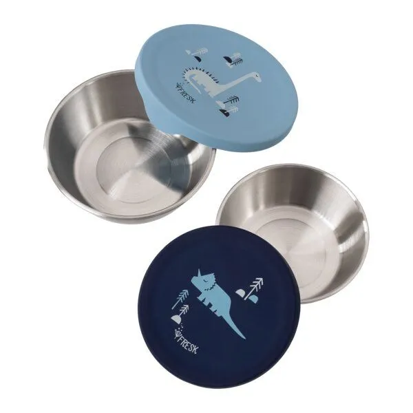 Fresk Snackbox-Set für Kinder – 2 Edelstahldosen mit Silikondeckel, Dino, – Produktbild 2 von 2
