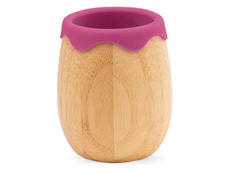 Bambuskind Bambuskind Kindergeschirr Becher, aus Bambus Maße 9 x 6 cm, Natur, lila, – Produktbild 1 von 2