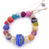 Worldfinds Worldfinds Kantha Armband Gilded Bobin, Blau, – Produktbild 1 von 1