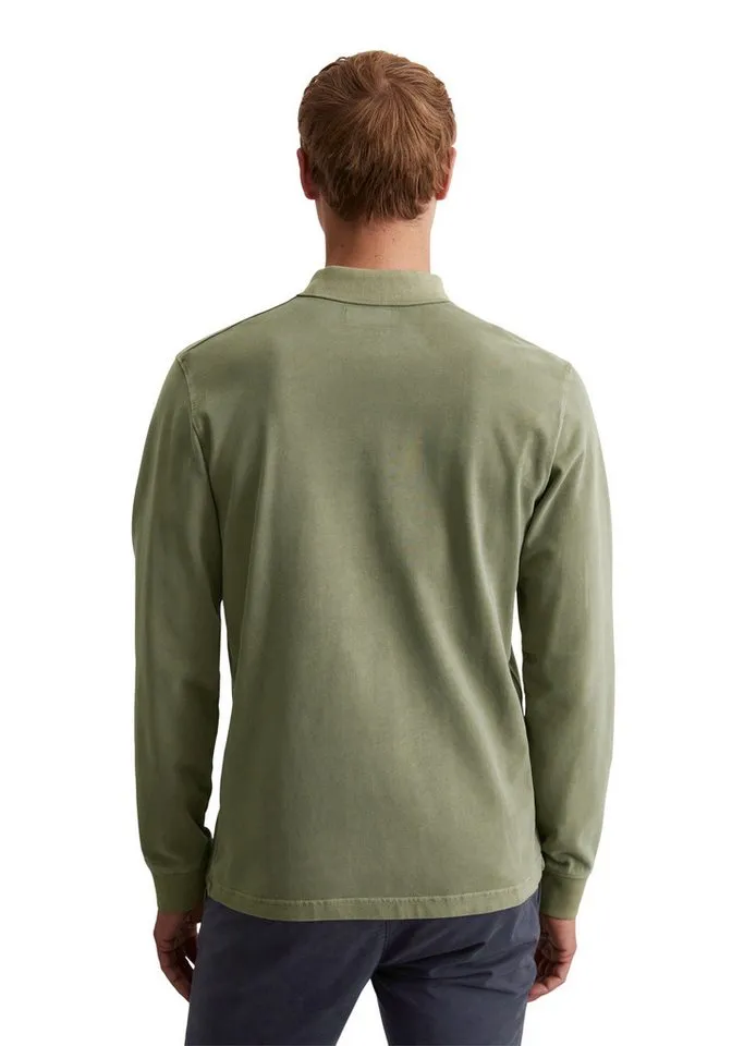 Marc O'Polo Marc O'Polo Langarm-Poloshirt aus reiner Bio-Baumwolle, Grün, – Produktbild 3 von 5