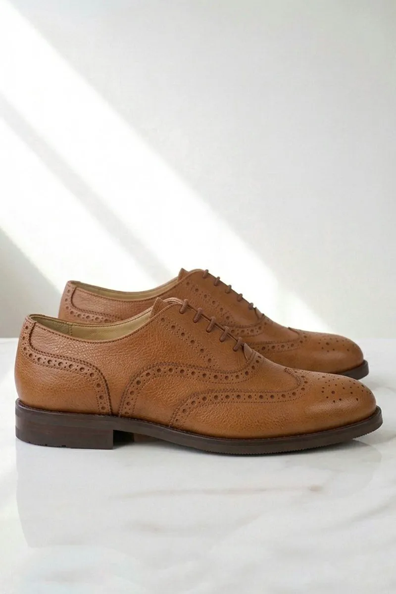 Will's Vegan Store Will's Vegan Store Damen vegan Schuhe Damen Oxford Brogues Wide Fit Tan, Braun, – Produktbild 2 von 2
