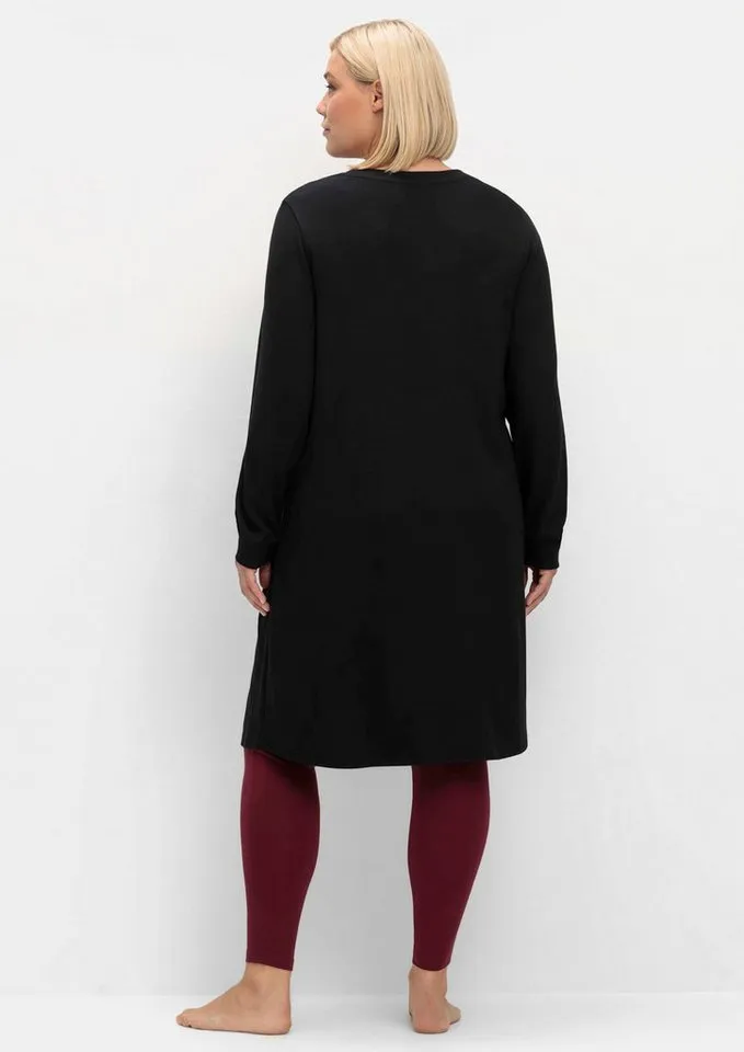 sheego sheego Jerseykleid Sweatkleid Langarm, Schwarz, – Produktbild 2 von 3