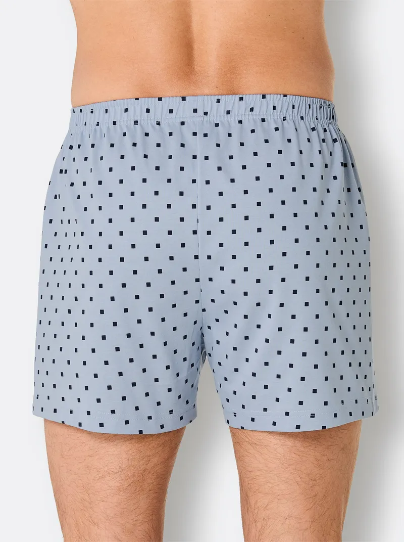 Witt Boxershorts bleu-bedruckt + marine-kariert, Bleu-bedruckt + marine-kariert, – Produktbild 2 von 3