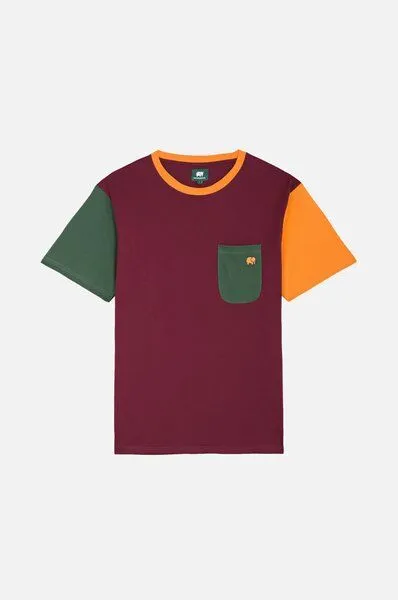 Trendsplant Trendsplant Organic Pocket Color Block T-Shirt Burgundy, Rot, – Produktbild 1 von 4