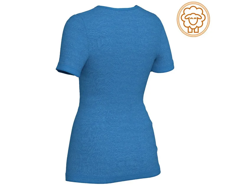HERMKO Unterziehshirt 40800 Merinowolle/Tencel kurzarm Shirt mit Rundhals hergestellt in EU, Blau, – Produktbild 2 von 2