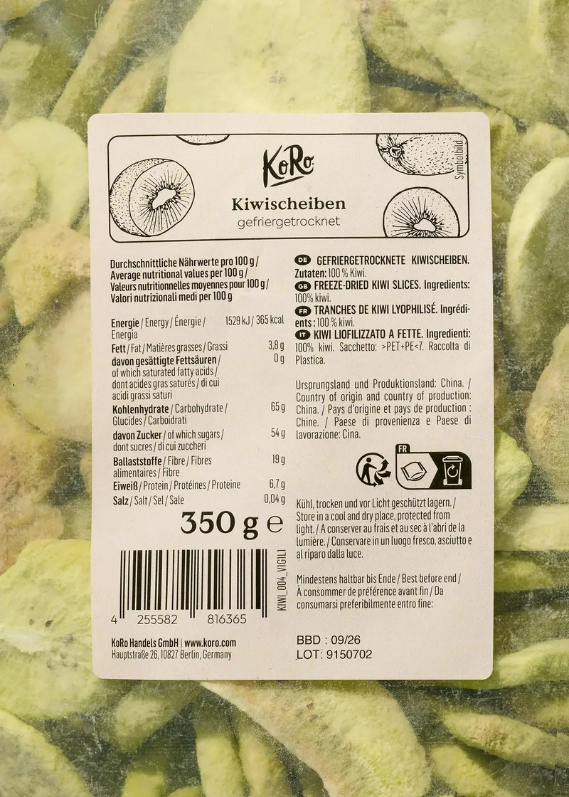KoRo Gefriergetrocknete Kiwi 350 g – Produktbild 5 von 5