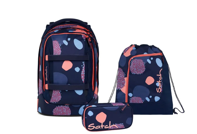 Satch Satch Schulranzen Schulrucksack-Set PACK Coral Reef 3-teilig (3-teilig), ergonomisch, Your-Size-System: auf Körpergröße anpassbar, Blau, – Produktbild 5 von 5