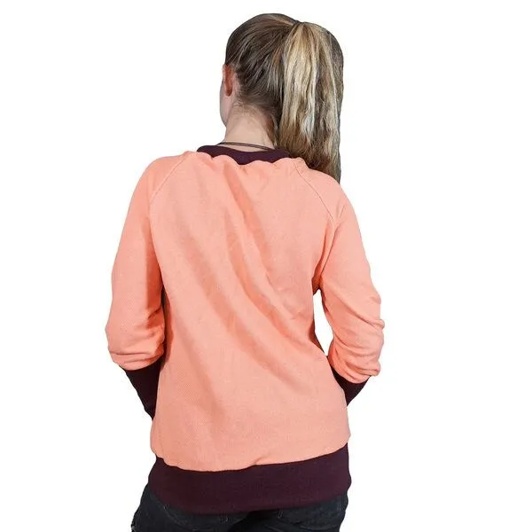 liebewicht liebewicht Pullover Sweatshirt kurz mit langen Bündchen, Koralle/lila, – Produktbild 2 von 4