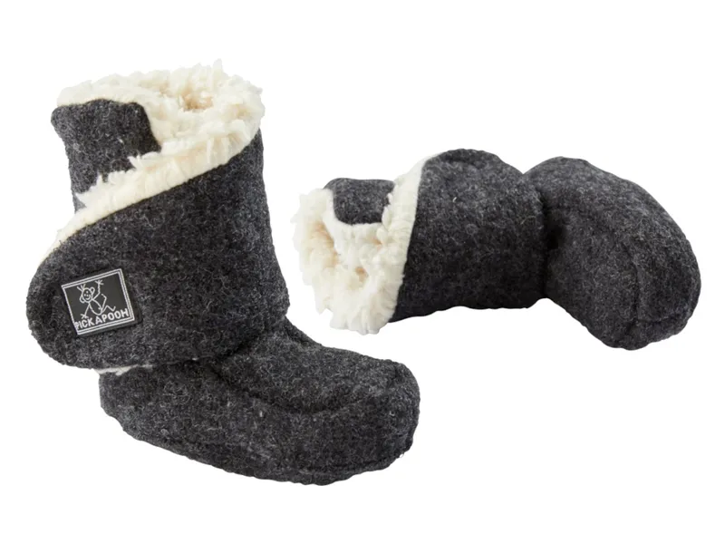 Pickapooh Pickapooh Baby Hausschuhe Babyschuhe Walk-Boots mit Klettverschluss anthrazit Gr. 2 (3-6 Monate), Grau, – Produktbild 1 von 2
