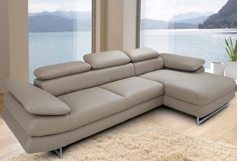 COTTA Ecksofa Solution L-Form, B:286cm,modern mit Relaxarmlehne, Wellenunterfederung, mit Arm- & Kopfteilverstellung, wahlweise mit Schlaffunktion, Beige, – Produktbild 6 von 8