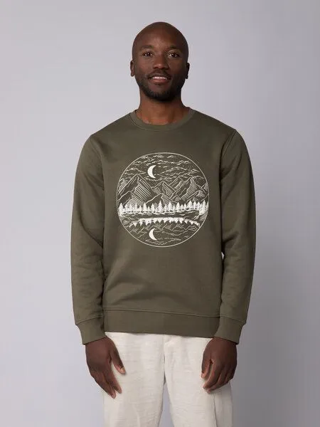 watapparel watapparel Sweatshirt Unisex Mountains by night, Khaki, – Produktbild 2 von 4