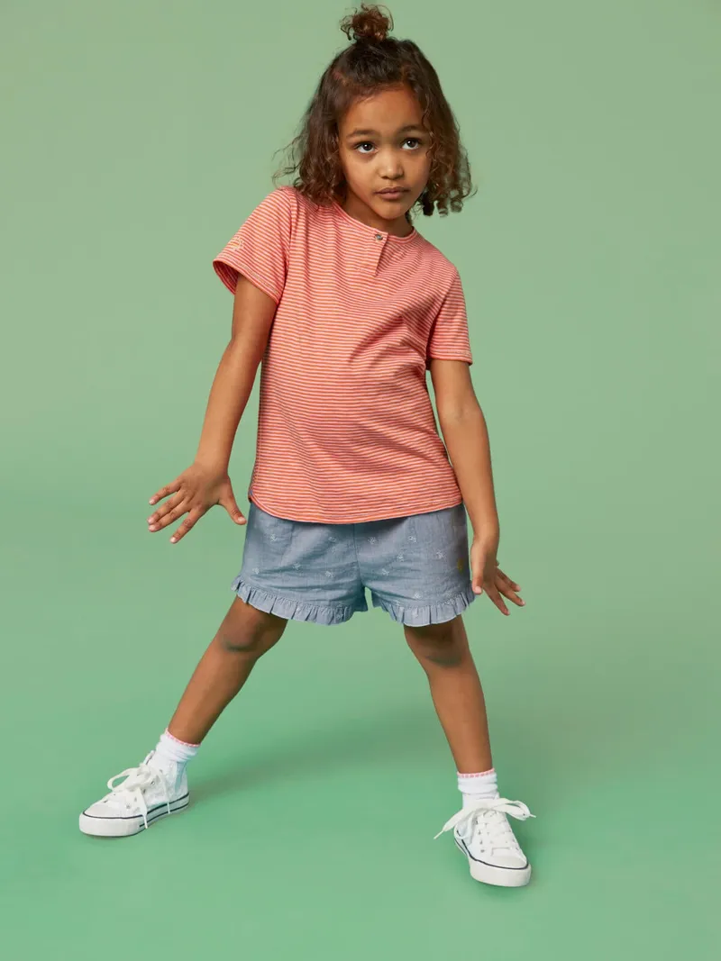 White Stuff Rüschenshorts aus Chambray - 7-8, Blau, – Produktbild 3 von 4