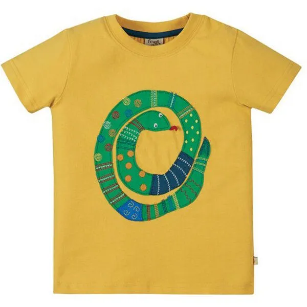 Frugi Frugi T-Shirt Schlange gelb Avery Applique Top – Produktbild 1 von 3