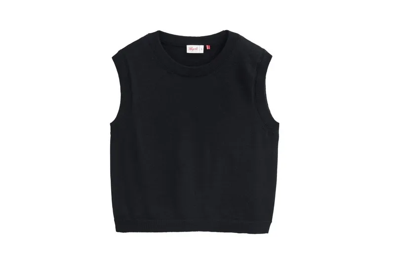 People Wear Organic People Wear Organic Pullunder aus Merino, schwarz uni GOTS zertifiziert, Schwarz, – Produktbild 1 von 4