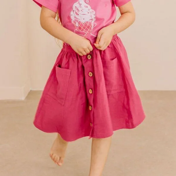 Walkiddy Walkiddy Mädchen Rock – Knopfleiste vorne, elastischer Bund, leicht & bequem, vielseitig kombinierbar, Blau, – Produktbild 1 von 3