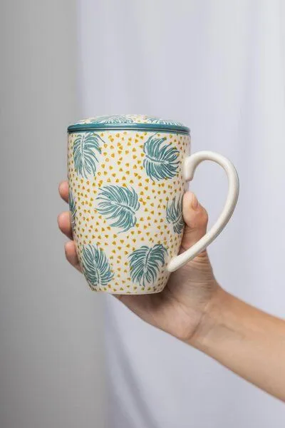 Tranquillo Tranquillo Tasse mit Teesieb BOHO CHIC 400 ml, Blau, – Produktbild 5 von 5