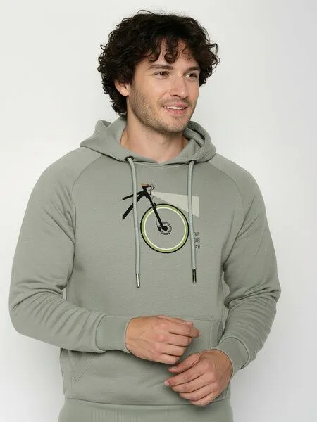 GreenBomb GREENBOMB Bike Light Trek - Hoodie aus Bio-Baumwolle mit Raglan-Arm / hochwertiger Print / GOTS / Fair & Vegan, Grau (moos mint), – Produktbild 2 von 4