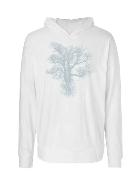 Peaces.bio - handbedruckte Biomode Peaces.bio - handbedruckte Biomode Damen Jersey-Hoodie Chestnut, Weiss, – Produktbild 1 von 2