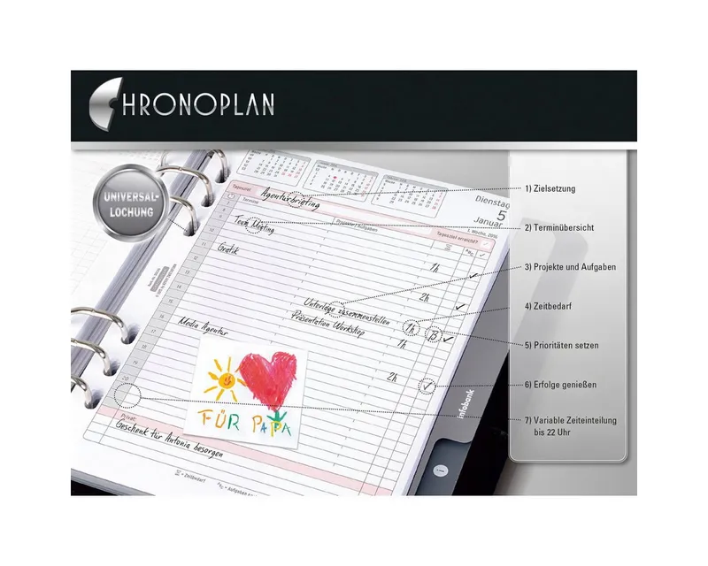 Chronoplan Chronoplan Terminplaner Chronoplan Wochenplan Midi 2027 1 Woche/2 Seiten in Zeilen, Weiß, – Produktbild 5 von 6