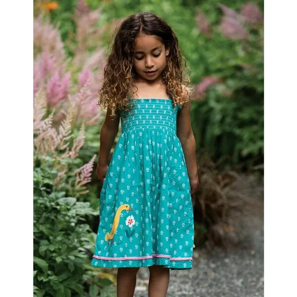 Frugi Frugi 2-in-1 Rock-Kleid Cora in jasmin mit Entenapplikation, Grün, – Produktbild 2 von 3
