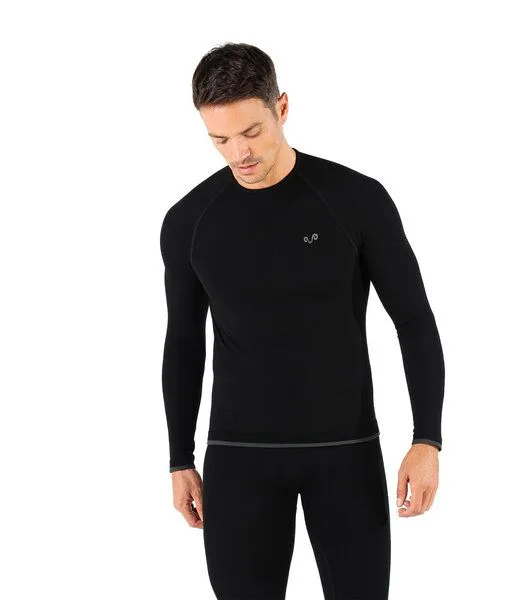 Woolona Woolona Langarmshirt - LIFE - Slim Fit, Schwarz, – Produktbild 2 von 3