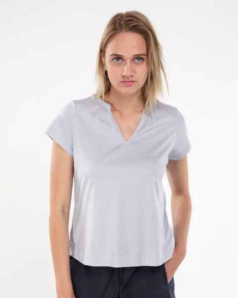 Alma & Lovis Alma & Lovis Kurzarmshirt im Blusen-Style aus Bio-Baumwolle | Short Blouse, Stoneblue (blau), – Produktbild 1 von 4