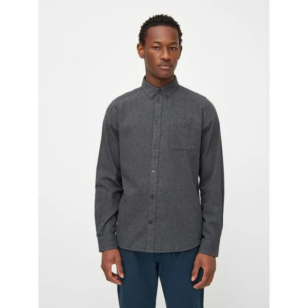 KnowledgeCotton Apparel KnowledgeCotton Apparel Flanellhemd- Elder Regular Fit - aus Biobaumwolle, Grau (dark grey melange), – Produktbild 1 von 4