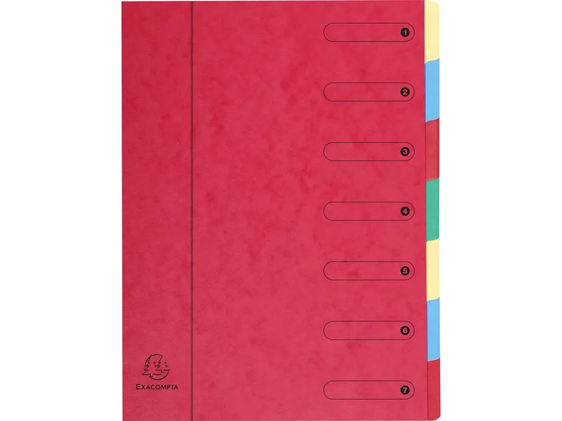 Exacompta 8 Exacompta Ordnungsmappen aus Colorspan-Karton, 400 g/m², DIN A4, 7 Fächer, rot – Produktbild 1 von 1