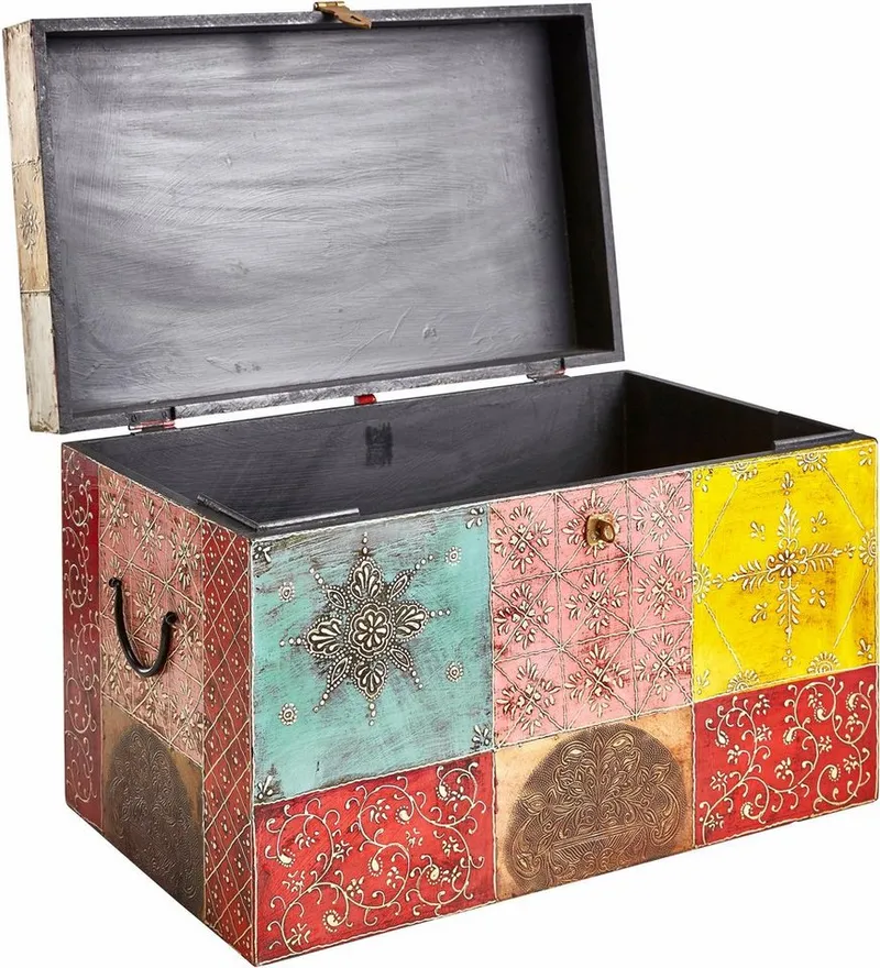 OTTO home Truhe Vivek, handbemalt, mit Metallverschluss, Bunt, – Produktbild 5 von 5
