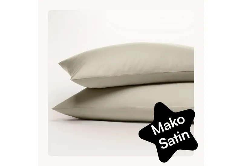 Seralino Kissenbezüge Mako Satin Kissenbezug (100% Bio Baumwolle) weich, hautfreundlich, (2 Stück), Fairtrade/ GOTS zertifizierte uni Kissenhülle mit Reißverschluss, Braun, – Produktbild 1 von 5