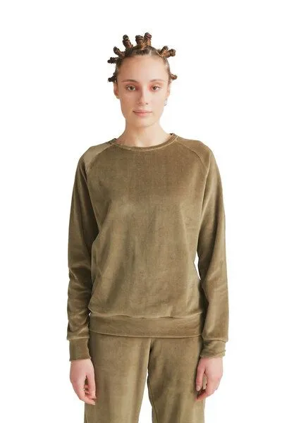 Leela Cotton Leela Cotton Damen Nicky Sweatshirt Bio Baumwolle, Olive, – Produktbild 2 von 3