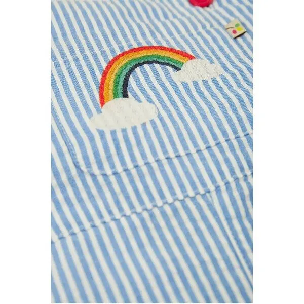 Frugi Frugi Latzhose Regenbogen blau-weiss gestreift Sommerhose – Produktbild 4 von 6