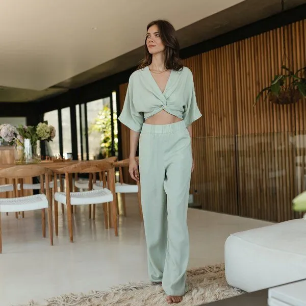 NORDLICHT NORDLICHT Damen Palazzo Hose Nora aus 100% Tencel, Grün (salbei), – Produktbild 3 von 4